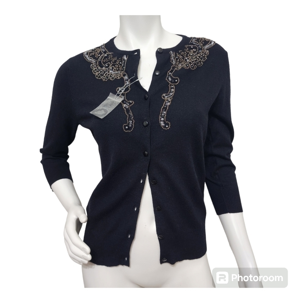 NWT Apostrophe Black 7% Rabbit Hair Sweater Size S